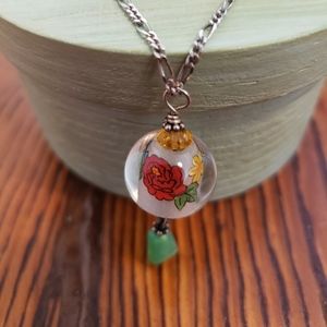 Beautiful Handmade Floral Glass Bauble Necklace